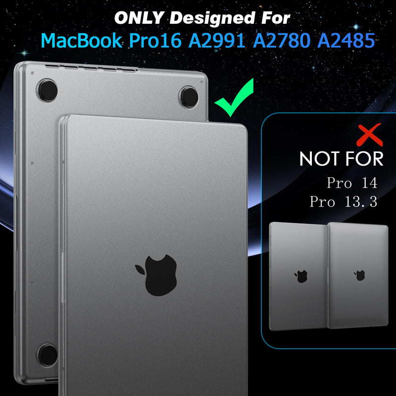 [AUSTRALIA] - EooCoo [Ultra Thin Armor] Case Compatible for MacBook Pro 16 inch 2024-2021 M3 M2 M1 A2991 A2780 A2485, [100% Match Space Black] [Anti-Fingerprint] Hard Shell&Keyboard Skin, Space Black Clear 
