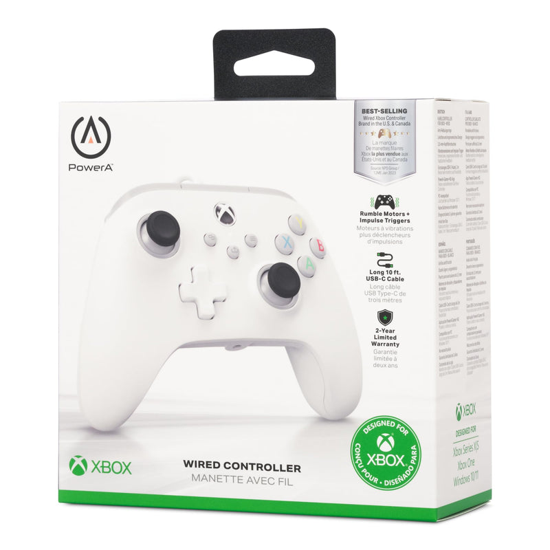 PowerA Wired Controller for Xbox Series X|S - White, gamepad, video game / gaming controller, works with Xbox One