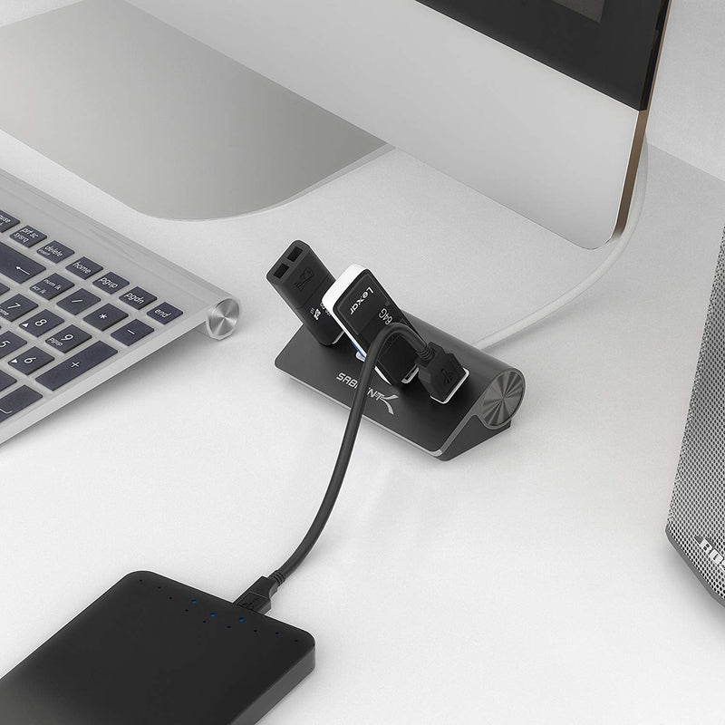 SABRENT Premium 4 Port Black Aluminum USB 3.0 Hub (30" Cable) for iMac, MacBook, MacBook Pro, MacBook Air, Mac Mini, or Any PC [Black] (HB-MC3B)