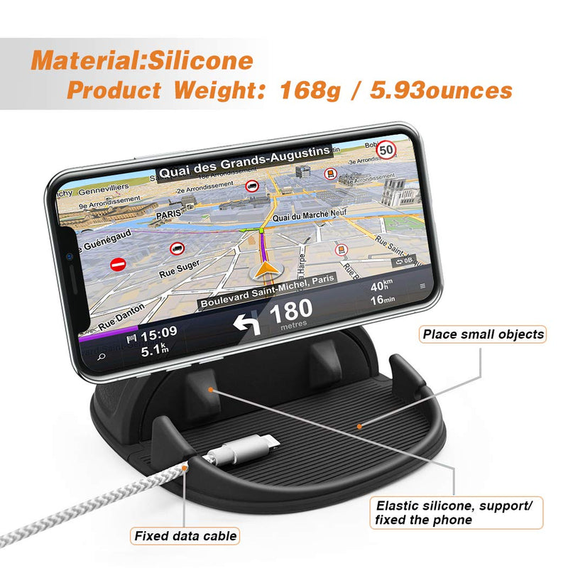 Loncaster Car Phone Holder, Black & Purple Car Phone Mount Silicone Car Pad Mat for Various Dashboards, Slip Free Phone Stand Compatible with iPhone, Samsung, Android, GPS Devices and More