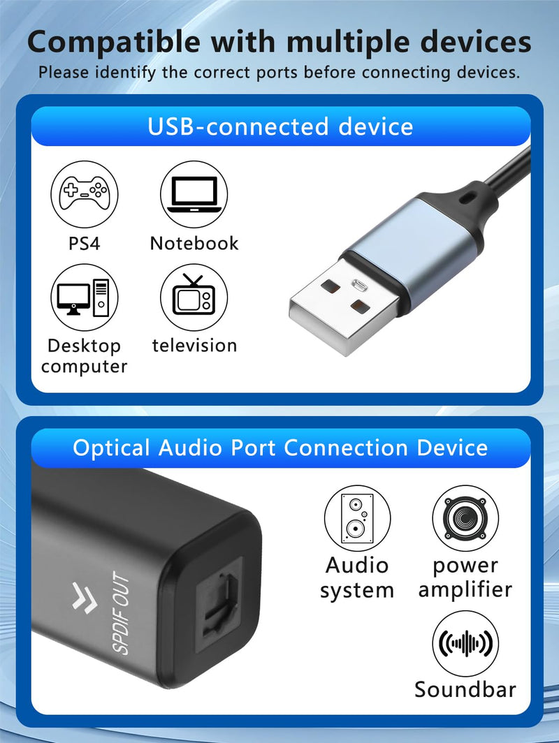 [AUSTRALIA] - GINTOOYUN 24 Bit 96K Sampling Rate USB to Fiber Optic Audio Converter 10CM/0.32FT Optical Interface USB to Fiber Optic Audio Converter TV Computer Connection Echo Wall Speaker 