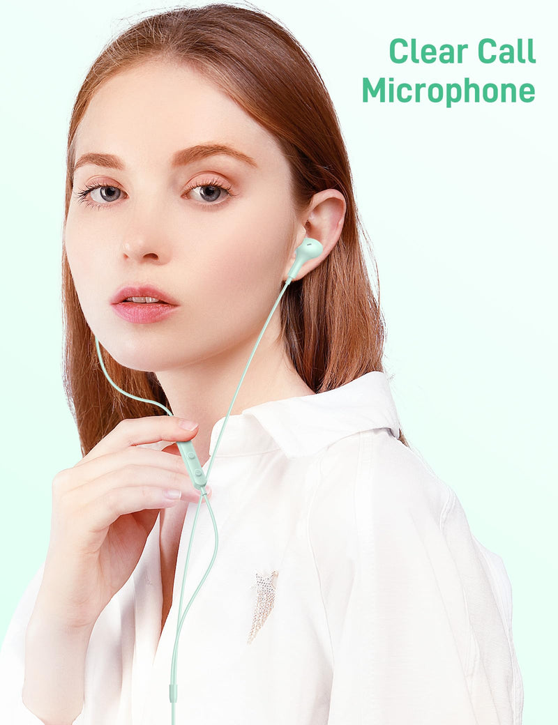 USB C Headphones for Apple iPhone 15 Plus iPad/Google Pixel 8 8A 7 Pro 7A/ Samsung Galaxy S24 S23 S22 S21 Ultra Android Earbud Wired Type C Earphones Magnetic Small Ear Buds with Microphone Mint
