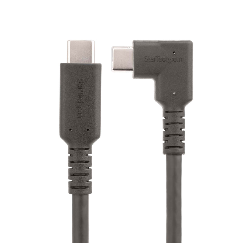 StarTech 3.3ft/1m Right-Angled USB-C Cable, USB 10Gbps, 100W PD, Black | USB-C to USB-C, 8K 60Hz/4K 144Hz, Thunderbolt Compatible, Aramid Fiber, E-Marker