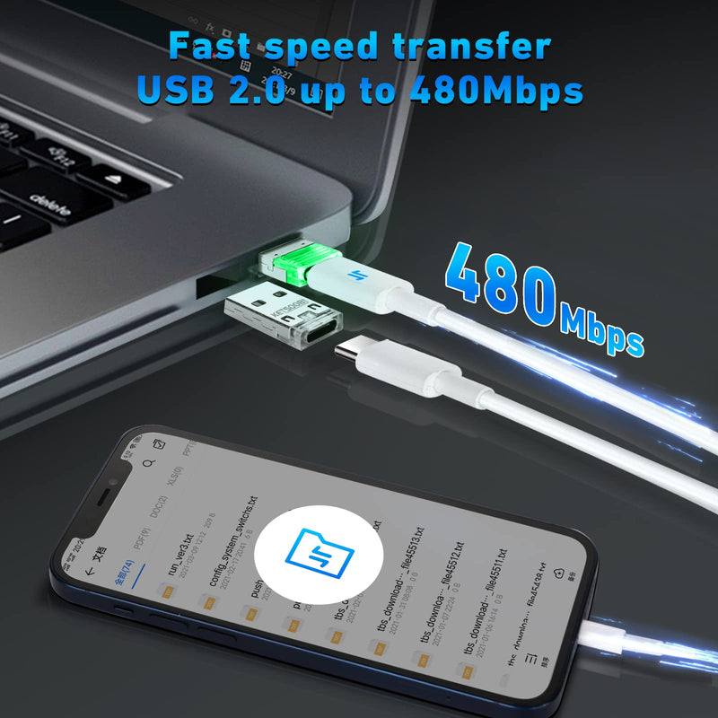 USB C to USB Adapter 3 Pack USB C Female to USB A Male with Green LED Indicator Type C to USB Converter Compatible with iPhone 13 12 11 Pro Max SE Samsung Galaxy S22 S21 Google Pixel (Green)