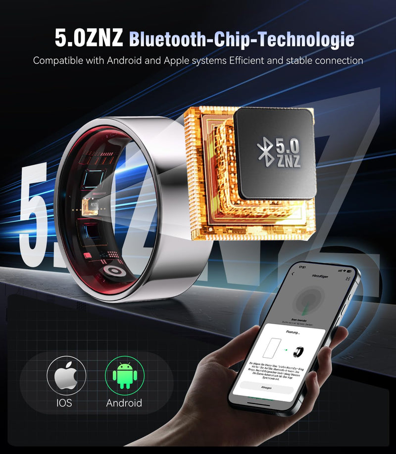6.0 Smart Ring and Charging Case【Industry First – 0 Measurement Error】【IP68 Waterproof】 2025 Smart Ring for Women & Men for Sleep Tracking Wearable Device,Fitness Ring Silver 12#