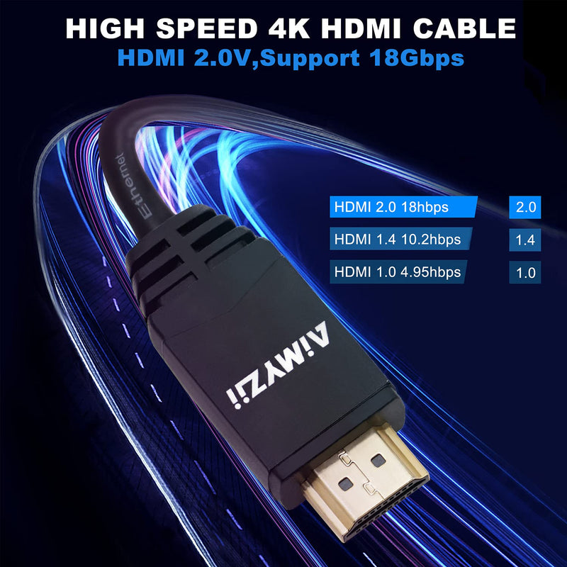 HDMI Cable 100 Feet Aimyzii 4K HDMI 2.0 Cable with Built-in Signal Booster Support 4K 3D 2160P 1080P HDCP2.2 Ethernet ARC and Bandwidth 18Gbps-Black
