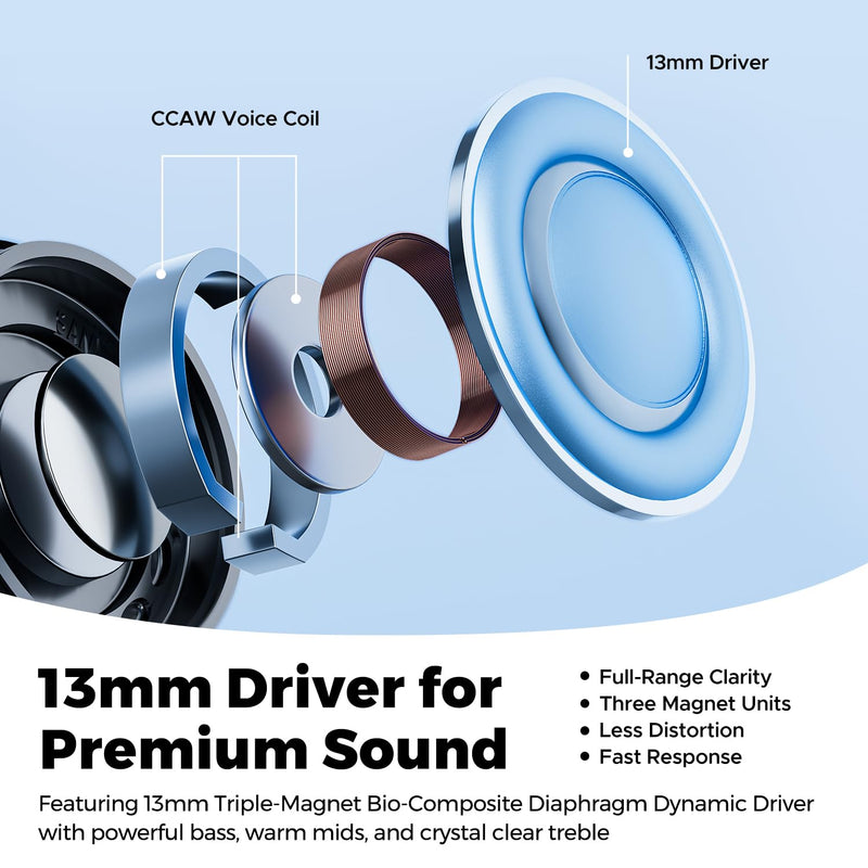SoundPEATS Air6 HS LDAC Hi-Res Wireless Earbuds, Bluetooth 6.0, 13mm Driver | LDAC Hi-Res Audio Certified, 13mm Triple-Magnet Driver, 2MIC ENC, IPX5 Waterproof, Dynamic EQ, 45H, Bio-Composite Diaphragm Black
