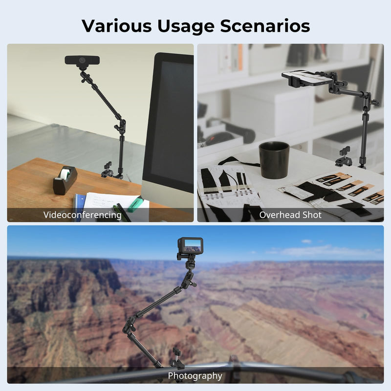 [AUSTRALIA] - SMALLRIG 22" Magic Arm Clamp, Overhead Phone Mount Holder Stand, Flexible Desk Camera Mount, Articulating Friction Boom Arm, for POV Shot, Filming, Light, Webcam, Action Camera Double Ball Joints 