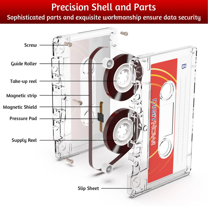 [AUSTRALIA] - Blank Audio Cassette Tape - 90 Minutes Recording Time - Low Noise and High Output - Dictation, MP3 Recording to Blank Tape - Pack of 5 