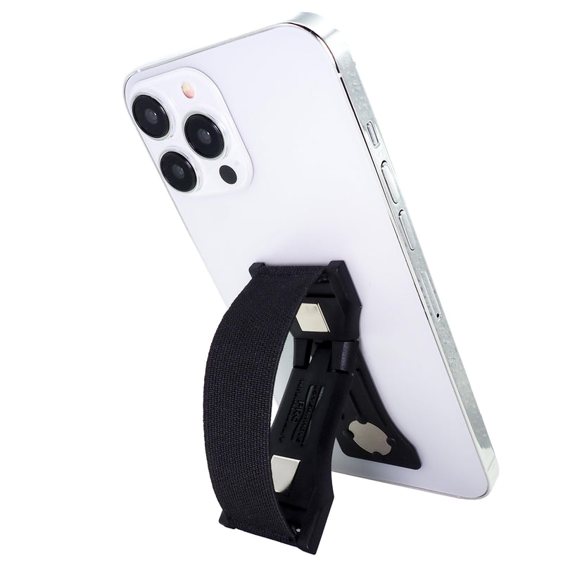 LOVEHANDLE PRO Premium Phone Grip - Elastic Phone Strap - Magnetic Phone Mount and Kickstand for Smartphone and Tablet - Black