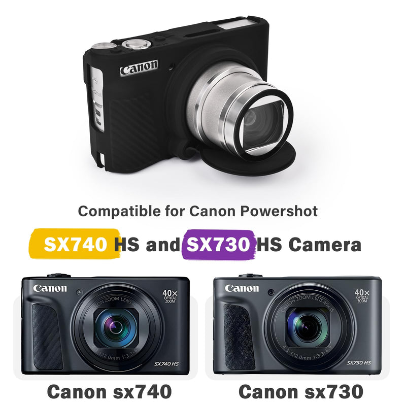 [AUSTRALIA] - MUZIRI KINOKOO SX730 SX740 Camera Case, Soft Silicone Case for Canon PowerShot SX740/SX730 HS Camera - Anti-Scratch Slim Fit Lightweight Protective Case - Black 