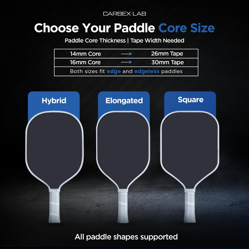 [AUSTRALIA] - Pickleball Edge Guard Tape – 4-Pack PU Vinyl Strips – Universal Fit 26mm for 14mm Paddles / 30mm for 16mm Paddles – Durable, Wrinkle-Free Edge Shield, Court-Safe Wrap Accessory Carbon Ice Blue 30mm (Fits 16mm Paddle) 