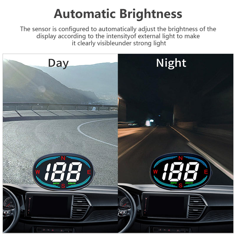 H2 Digital Speedometer GPS HUD，Car Head Up Display with Speed Compass MPH ，Plug and Play Universal All Cars