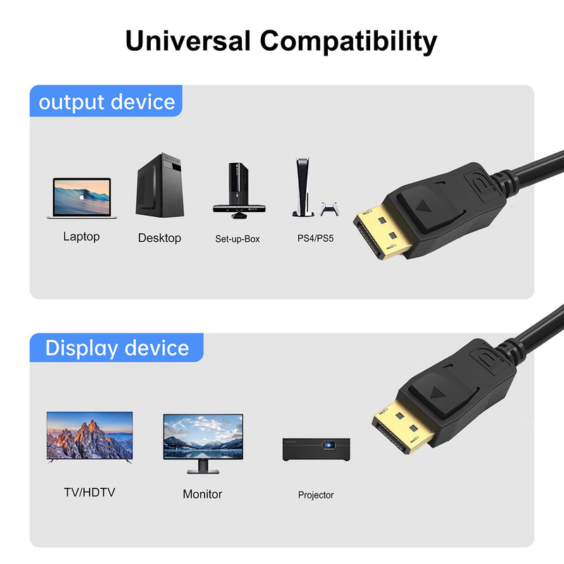 DisplayPort Cable 1 feet 10-Pack, Short Display Port(DP) to DP Cord 1ft [1440P@144Hz,V1.2 ] Black