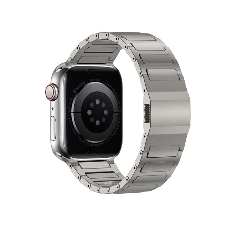 H-Link Titanium Bracelet Watch Band Compatible with Apple Watch Ultra 3/2/1 49mm/Series 10 46mm, 22mm Wide Adjustable Links with M-Clasp Buckle Connectors DLC Coating.(Modal:APT 01H)