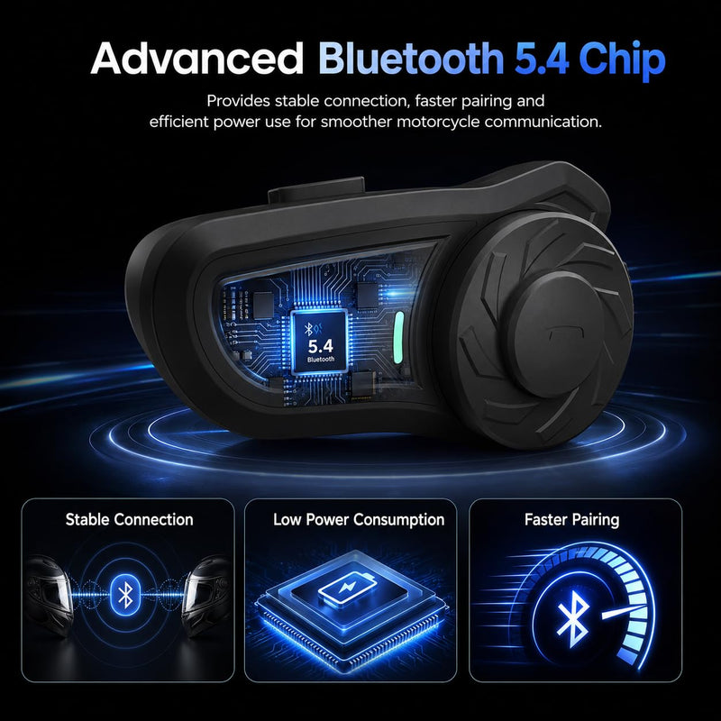 THETREE X2 Motorcycle Bluetooth Headset 2-Way Helmet Intercom Music Call 2P | Up to 1000m, Bluetooth 5.4, 40mm Slim Speakers, CVC/DSP Noise Reduction,IP67 Waterproof, Dual Mic, Hands-Free 2 Pack X2-Double Pack