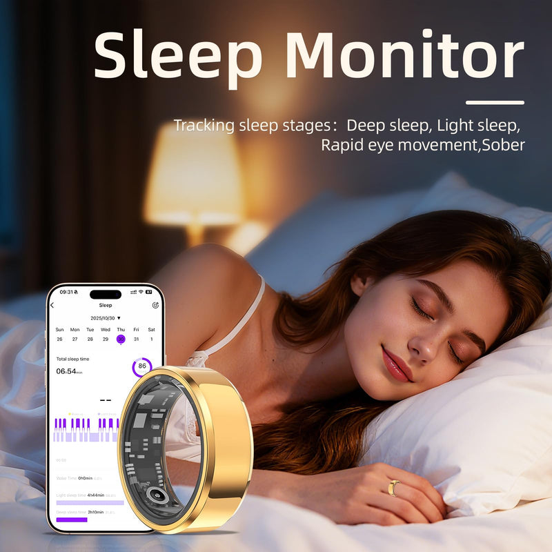Smart Ring for Women & Men Silver, #10, Waterproof Health Tracker with Heart Rate, Sleep Monitoring, Long Lasting Battery, Fitness Smart Rings for iOS & Android, No Subscription Fee