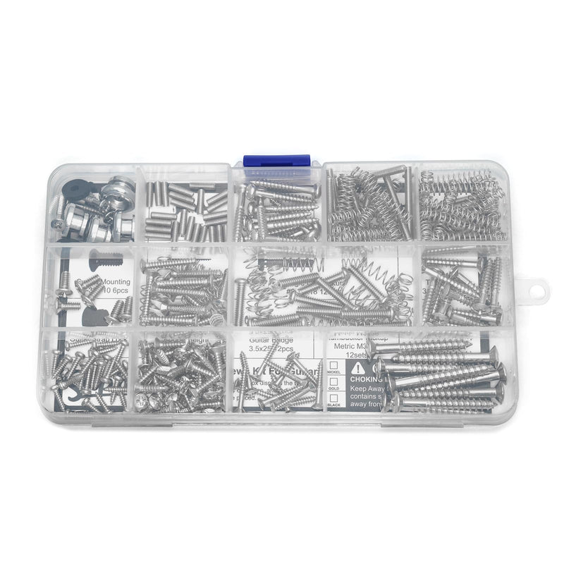 [AUSTRALIA] - SAPHUE Guitar Screw Kit,201pcs Telecaster Kit, Pickguard Screws， Switch Plate Screws,For Fender/Tele/Strat/Sq,Tuner,Machine Head, Neck Plate,Guitar Strap End Pins,Pickup,Bridge, Guitar Repair Kit multi-size (201pcs) Chrome 