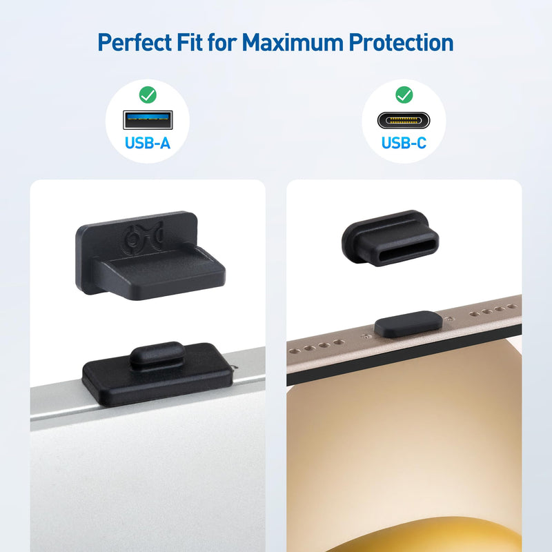Cable Matters Combo-Pack USB-C and USB Port Covers - 10x USB-A Port Covers & 10x USB C Port Covers in Black (USB Dust Cover, USB C Caps, USB Anti Dust Cover, USB-C Protector Plug) USB/USB-C Combo