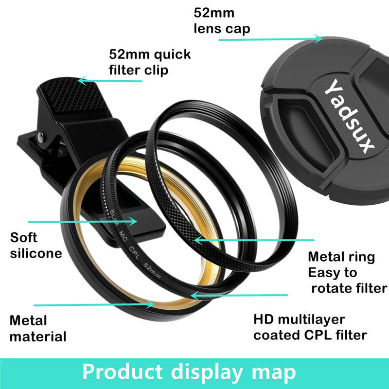 [AUSTRALIA] - Phone Lens CPL Polarizer Filter for iPhone,Samsung and Other Smart Phones,Clip-on Adapter, HD Double-Sided Multi-Coated SLR Lens Grade Optical Glass, Mobile Phone Lens Accessories 