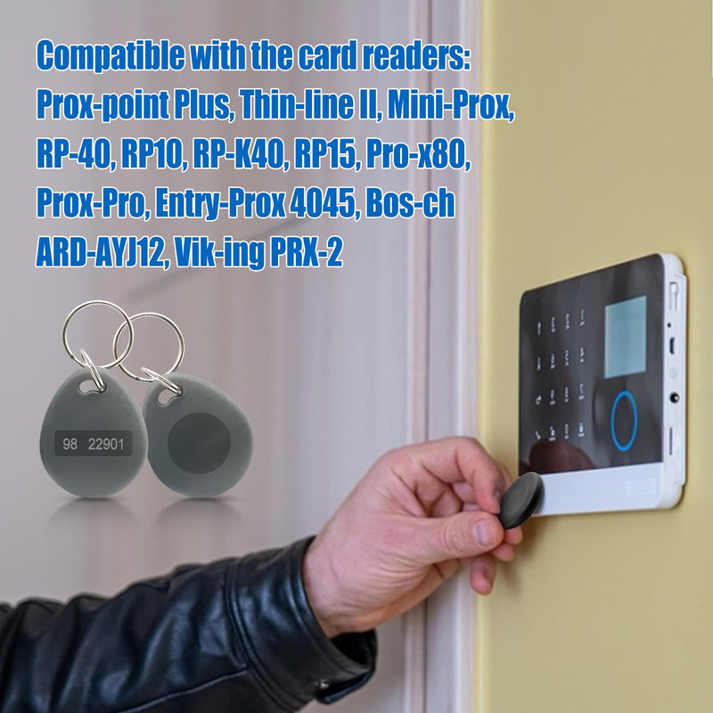 RFID Key Fobs Writable, HID 125KHZ 26 Bit Keyfobs Proximity Fob RFID Key Fob Id Card Token Tags Prox Key ISO-Prox 1346 1386 1326 H10301 Access Control Systems KeyTags (Gray,50) Gray 50