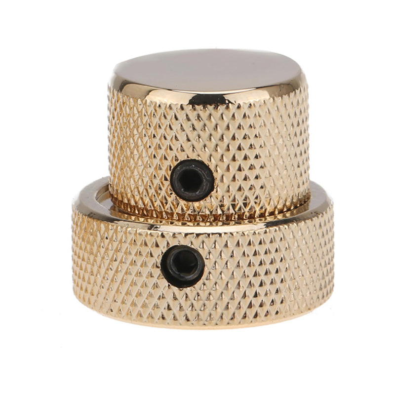 Musiclily Pro Universal Metal Dual Concentric Stacked Control Knobs for Electric Guitar and Bass, Gold (Set of 2)