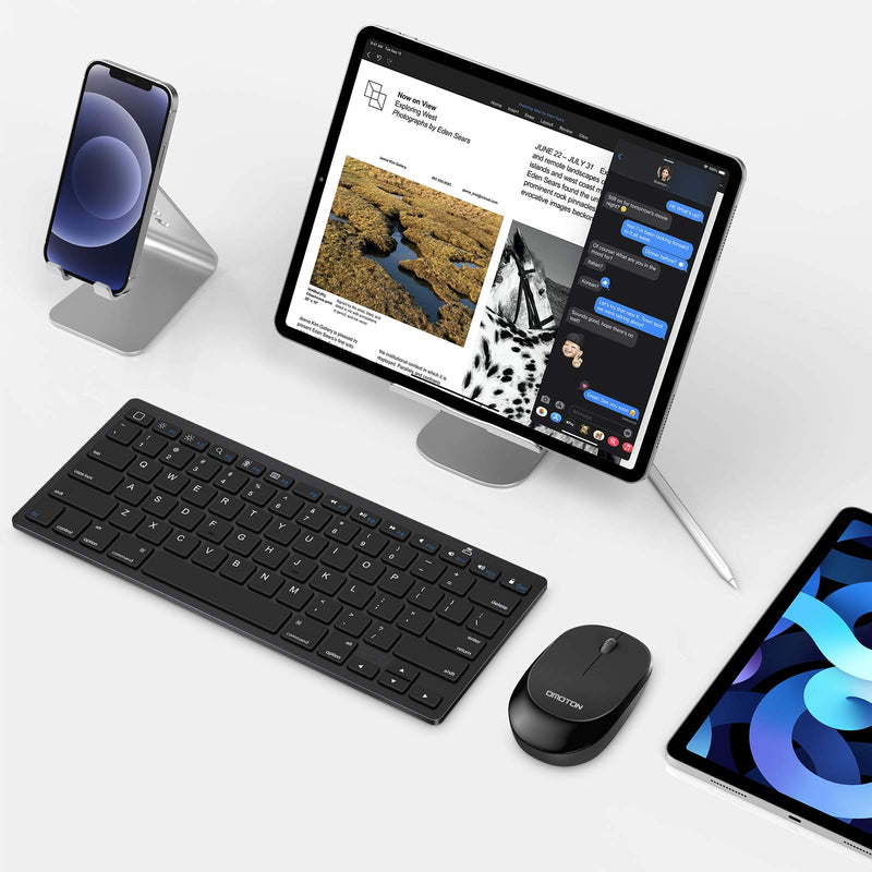 OMOTON Bluetooth Keyboard and Mouse Combo, Wireless Keyboard Mouse for iPad Pro 12.9/11, iPad 9th/8th/7th Gen, iPad Air 4, All iPad (iPadOS 13 and Above), and Other Bluetooth Enabled Devices (Black) Black