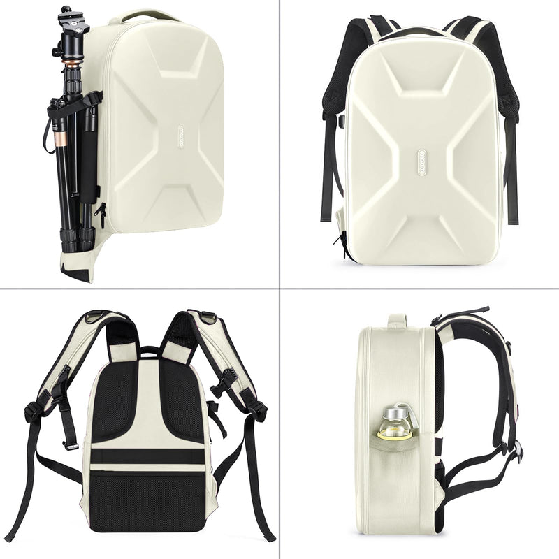 MOSISO Camera Backpack, DSLR/SLR/Mirrorless Photography Camera Bag | 15-16 inch Waterproof Hardshell Case with Tripod Holder&Laptop Compartment Compatible with Canon/Nikon/Sony, Beige