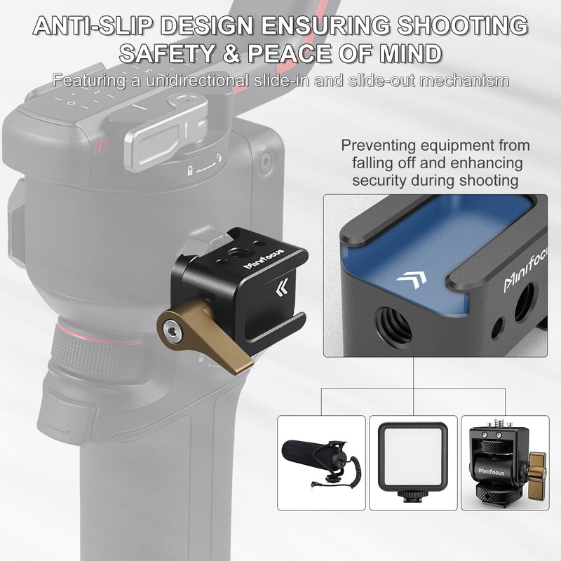 [AUSTRALIA] - NATO Clamp to Cold Shoe Adapter, Aluminum Alloy Quick Release Rail Lock With 1/4" Threaded ARRI Locating Hole for DJI RS 3 Flash Light Microphone Camera Cage Magic Arm V3505 