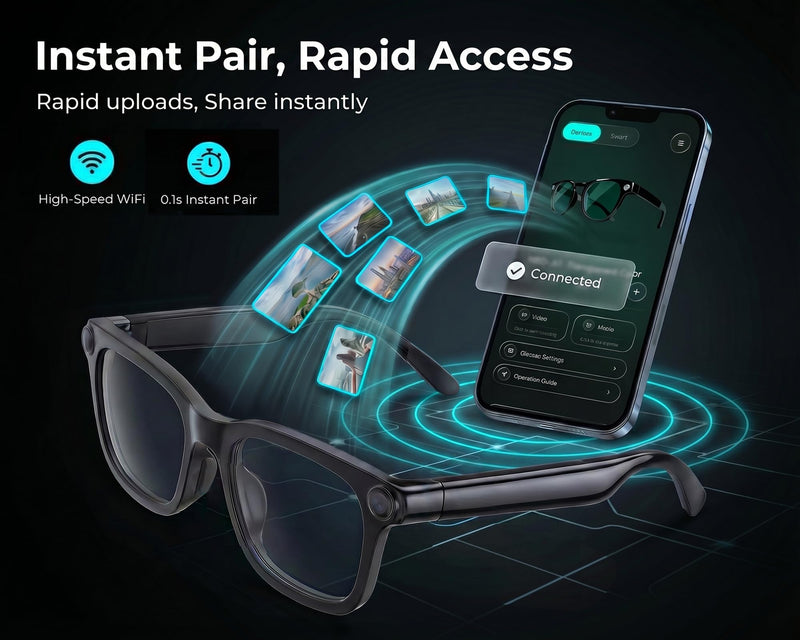 Camera Glasses Video Recording 1080P HD for Fishing, Smart AI Assistant