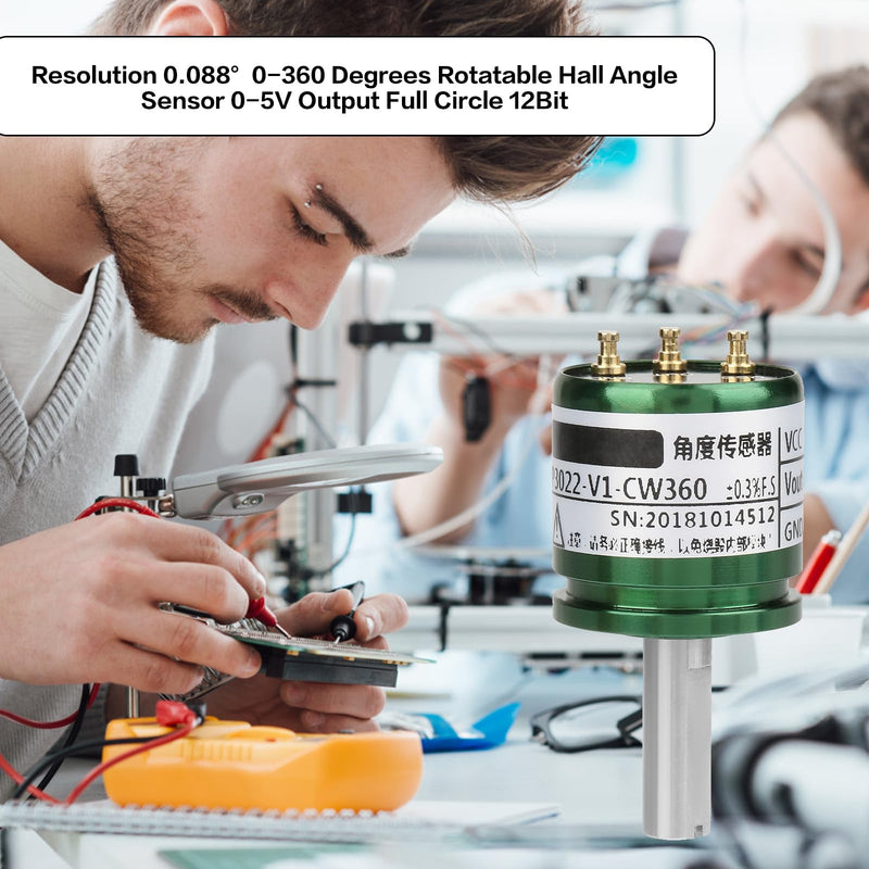 Telituny Rotatable Hall Sensor, Rotating Hall Angle Sensor 0-360 Degrees 0.088° Resolution, 12 Bit Rotating Hall Sensor Hall Effect Sensors, Hall Effect Position Sensor, 0-5V Output Full Circle