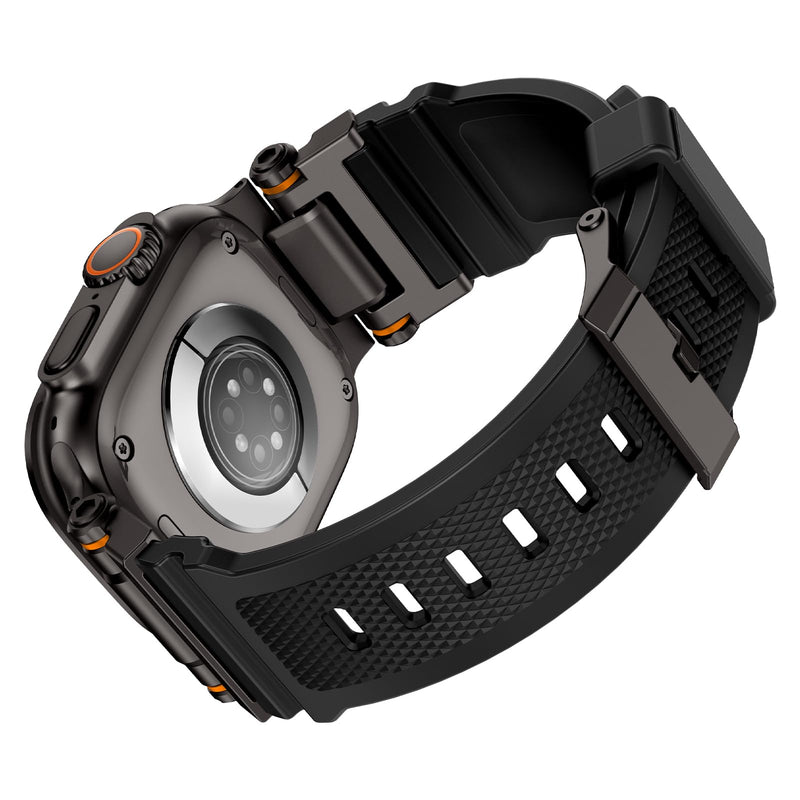 Rubber Band Compatible with Apple Watch Band 49/46/45/44/42mm, Black/Titanium and Black/Black