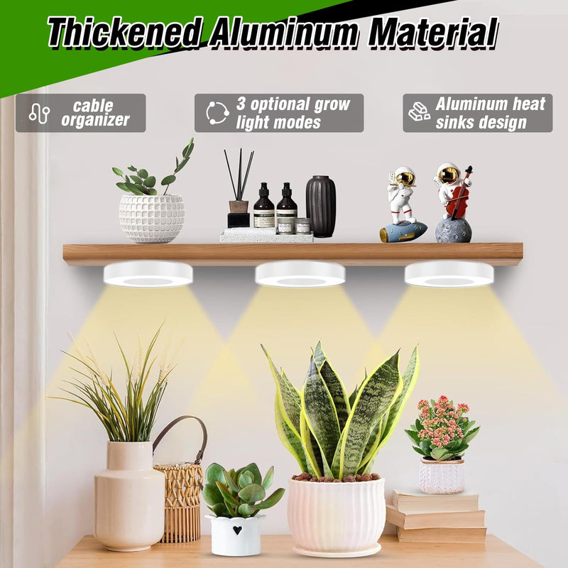 SciFiVisi Pack of 3 Plant Lamps, LED Full Spectrum, Plant Light with Auto Timer, 3 Colours, 10 Brightnesses, LED Plant Lamp for Indoor Plants (White, 3 Heads) White 3 Heads