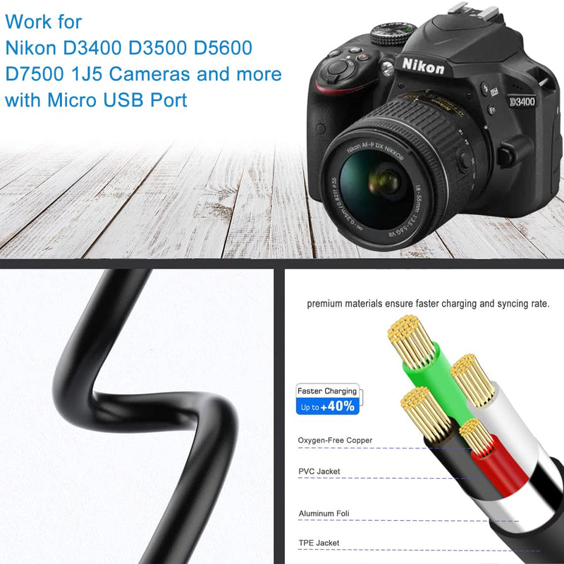 Replacement Camera USB Cable for Nikon Digital DSLR D3400 D3500 D5600 D7500 1J5,Nikon Camera Cord Accessories,UC-E20 Charging Cable Photo Data Transfer Cord for Canon PowerShot SX720 HS 3FT