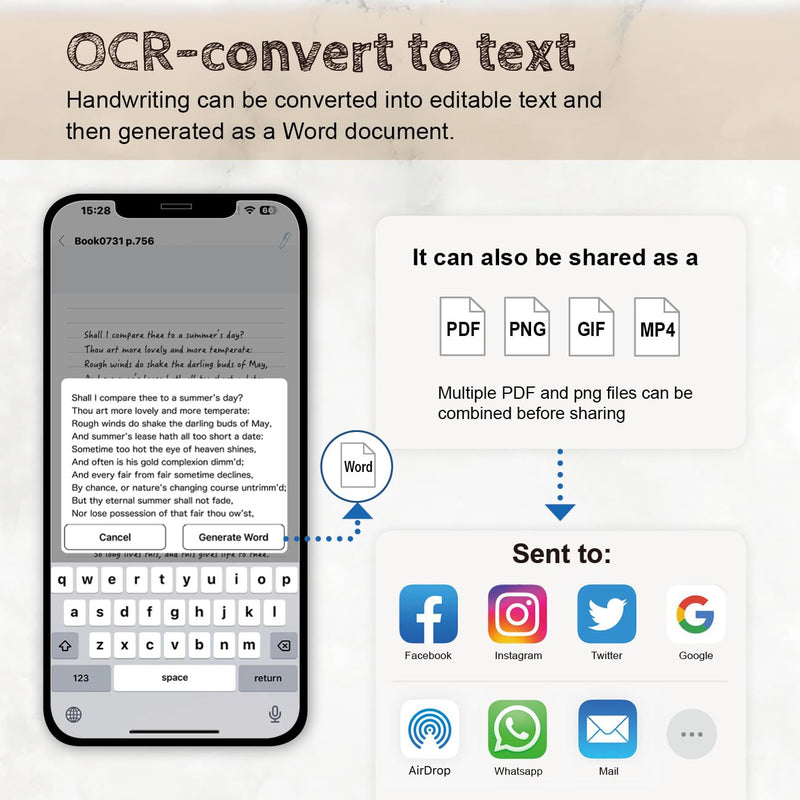 Ophayapen Smart Pen+Mini notebok, Digital Pen Real-time Sync for Digitizing, Storing, and Sharing Notes, Ideal Smart Pen for Note Taking, Drawing, Classroom, Offices, Compatible with Android and iOS