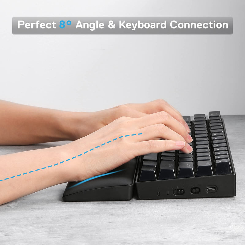 Redragon P035 Meteor S Computer Keyboard Wrist Rest Pad, Ergonomic Soft Memory Foam Wrist Support w/ Anti-Slip Rubber Base, 60% 61 Keys Compact Size 11.38 x 2.87 in, 0.78 inch (20mm) Height, Black 60% Compact