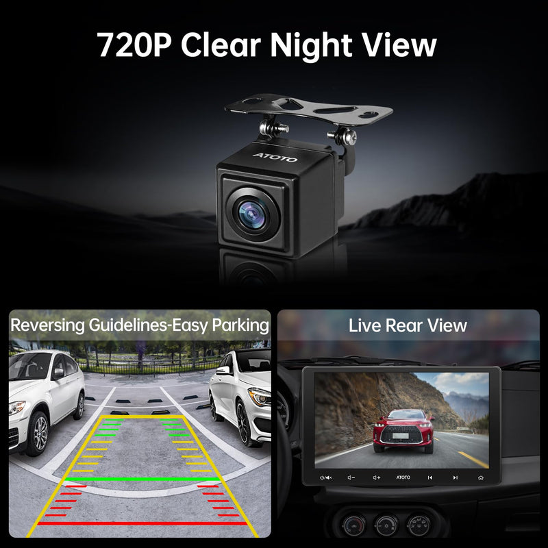 ATOTOZONE AC-HD02LR 720P HD Backup Camera with Live Rear View,150º Wide-Angle,Night Vision, IP67 Waterproof,Only Compatible with A5, A6, F7, S8, X10,V10 Series Backup Cam, 150 ° Wide