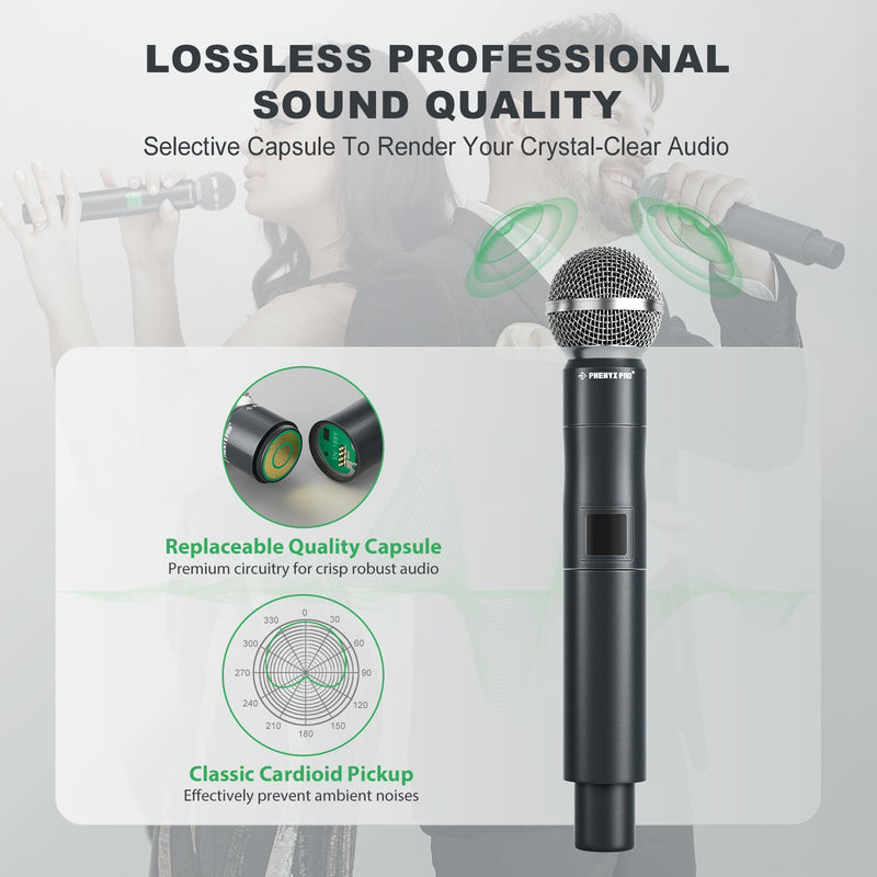 Phenyx Pro Professional Wireless Microphone, 914.9MHz UHF Dynamic Microphone, Metal Cordless Mic, Handheld Mic Transmitter for PTU-5000/PTU-4000 Series (PWH-5-914.9)