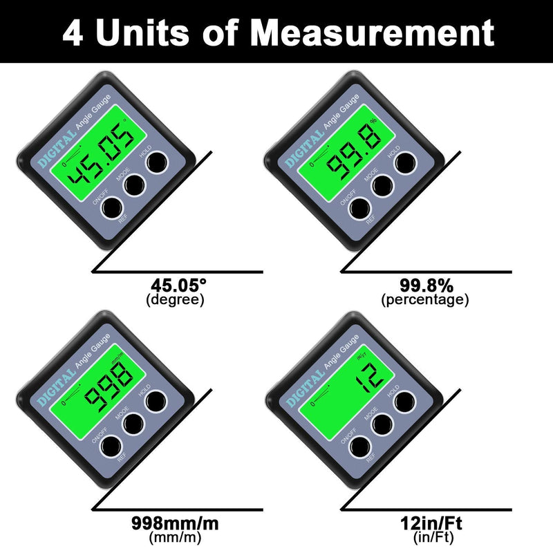 Angle Gauge, eOUTIL Digital Protractor/Inclinometer/Angle Finder Magnetic Base - Precision Level Box for Automobile, Woodworking, Building, Drilling Machinery, Masonry (Green) Green