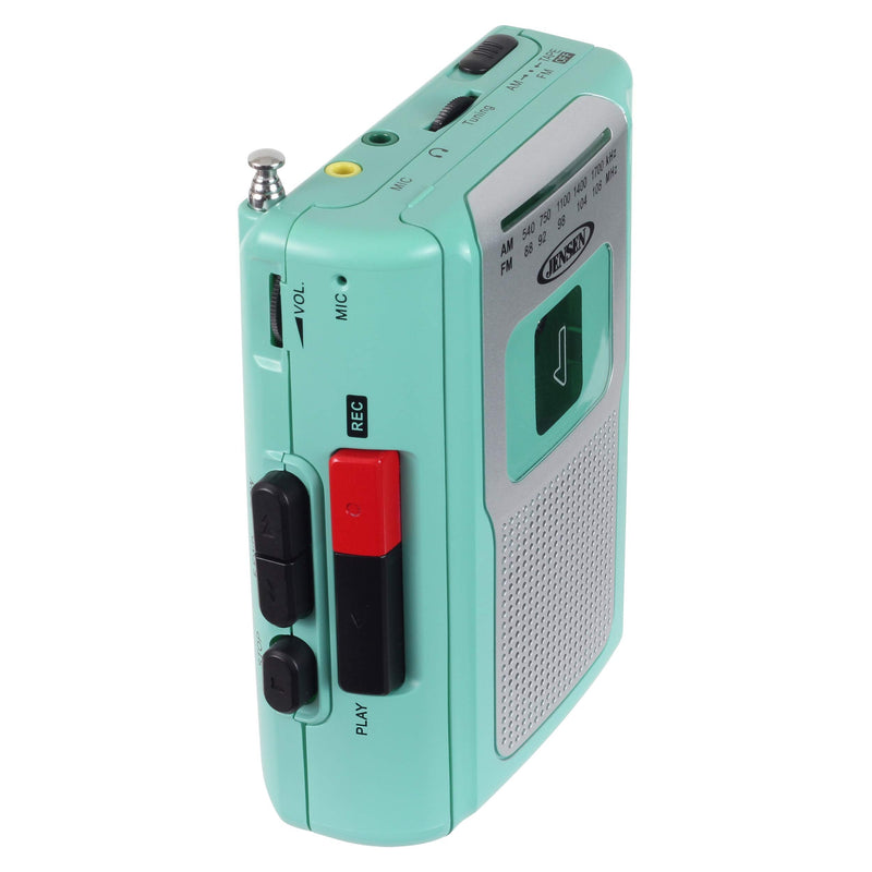 Jensen CR-100 Retro Portable AM/FM Radio Personal Cassette Player Compact Lightweight Design Stereo AM/FM Radio Cassette Player/Recorder & Built in Speaker (Teal Limited Edition) Teal