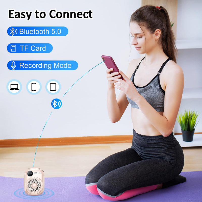 [AUSTRALIA] - Voice Amplifier Microphone Headset,Portable Voice Amplifier,PA Systems for Teachers,Training,Shopper Guide,Tour Guide, Supports TF Card Pink 