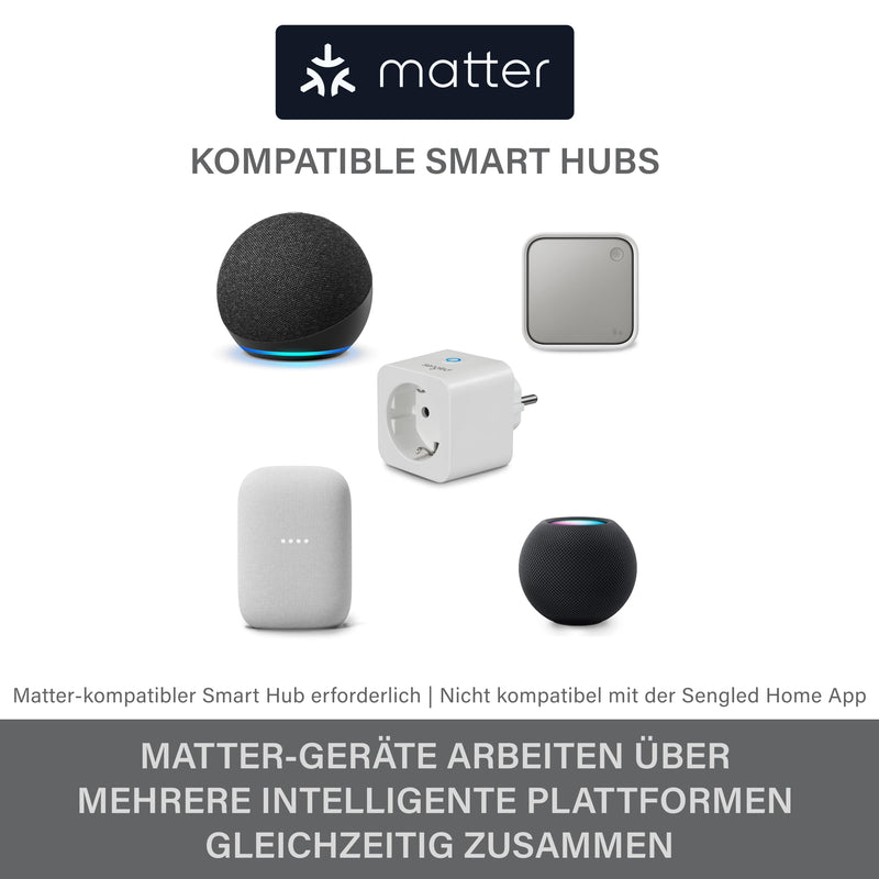 Sengled Smart Plug Matter Works with Alexa Instant Pairing Supports up to 2300W Matter Compatible Platform Required 2.4GHz WiFi 1 Pack