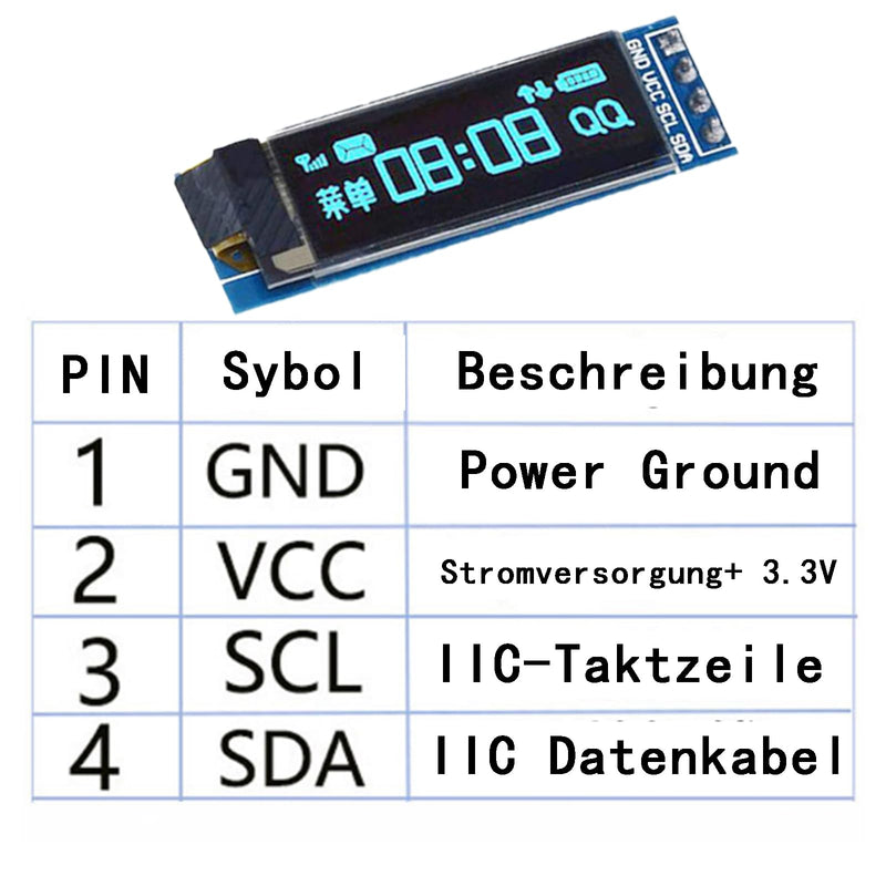 Pack of 3 0.91 Inch OLED LCD Display Module Screen Tiny Module IIC 128 x 32 LCD Display Device Compatible with Arduino and Other Microcontollers, 3.3 V Blue