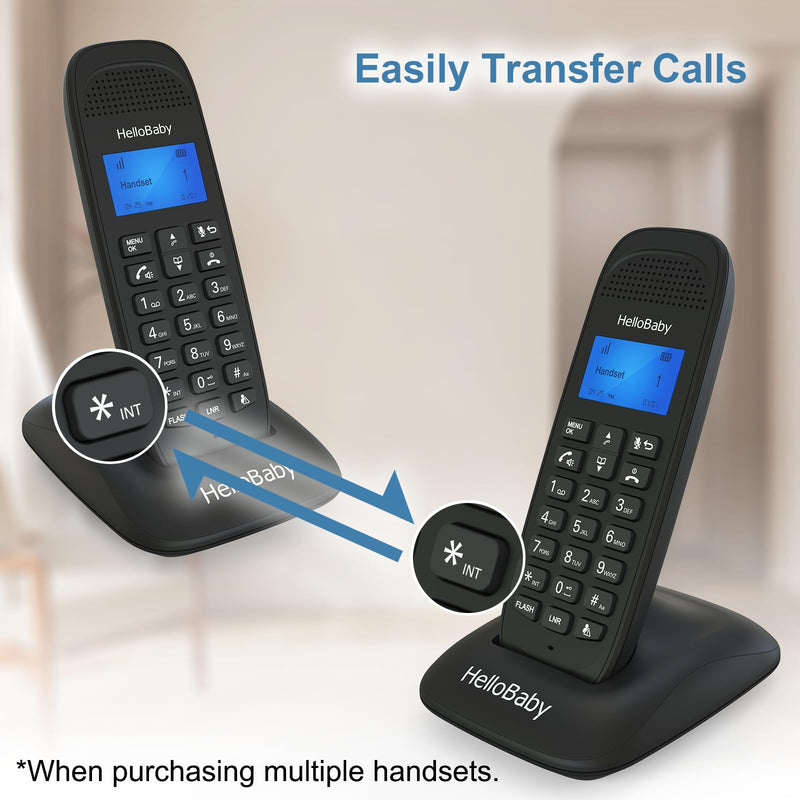 HelloBaby DECT 6.0 Cordless Phone with 2 Handsets, Advanced Call Block, Expandable Cordless Phone with Trilingual Caller ID/Call Waiting, Full-Duplex Handset Speakerphone, Reliable 1000ft Range HB1688-2