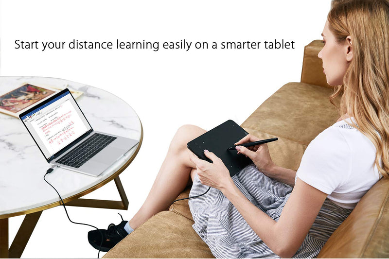 XP-PEN Deco Mini7 Graphics Tablet 7 x 4 Inch Pen Tablet with Tilt Support Passive Pen and 8 Customizable Shortcut Keys Drawing Tablet Compatible with Chromebook for Online Teaching/E-Learning Medium Wire