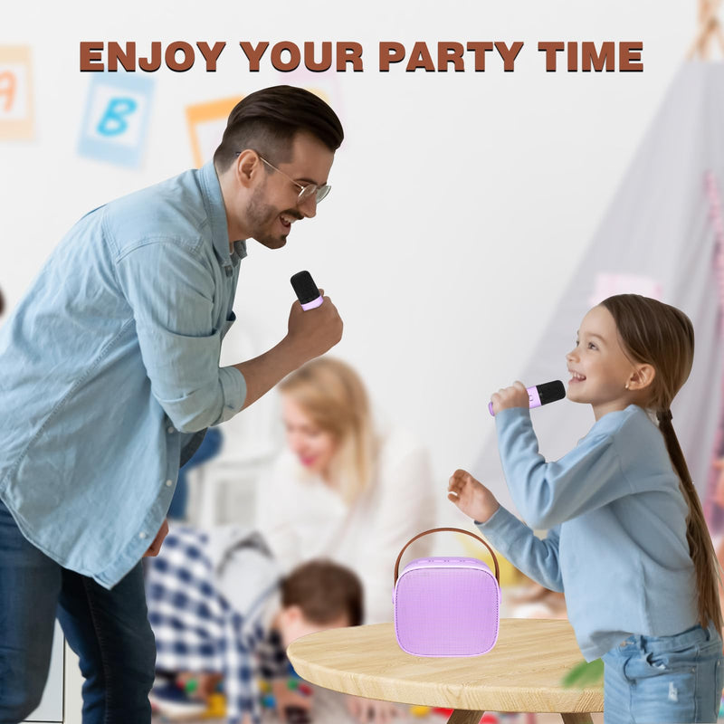 Karaoke Machine for Kids,Most Popular Birthday Gifts for 3, 4, 5, 6, 7, 8, 9, 10,11,12 +Year Old Girls Boys,Mini Karaoke Machine with 2 Wireless Microphones,Portable Bluetooth Home Party (Purple) 2 Mic Purple2
