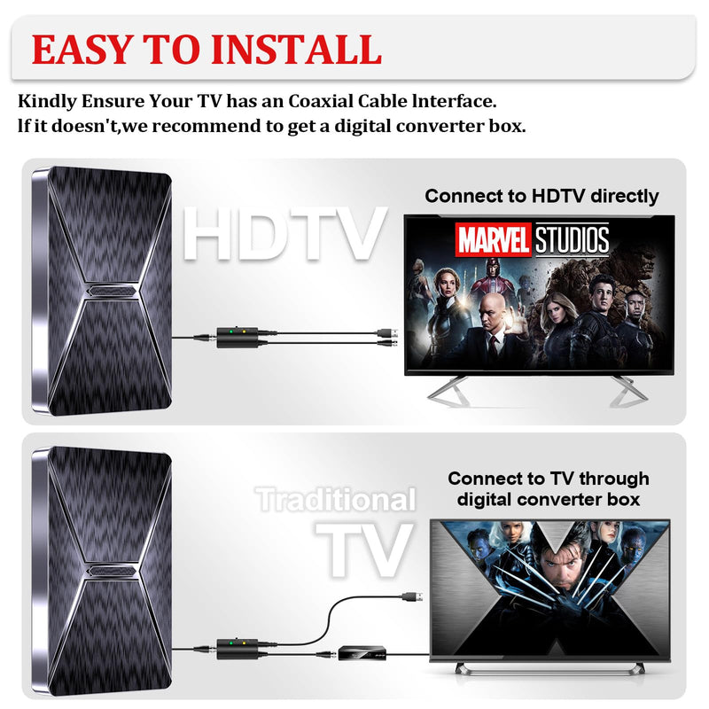 2026 Upgraded Indoor TV Antenna,5000+ Miles Range HD Digital Antenna for Smart TV, Strongest with Amplified Signal Booster Supports 4K 8K 1080p All TVs- 38FT Coaxial Cable for Local Channels