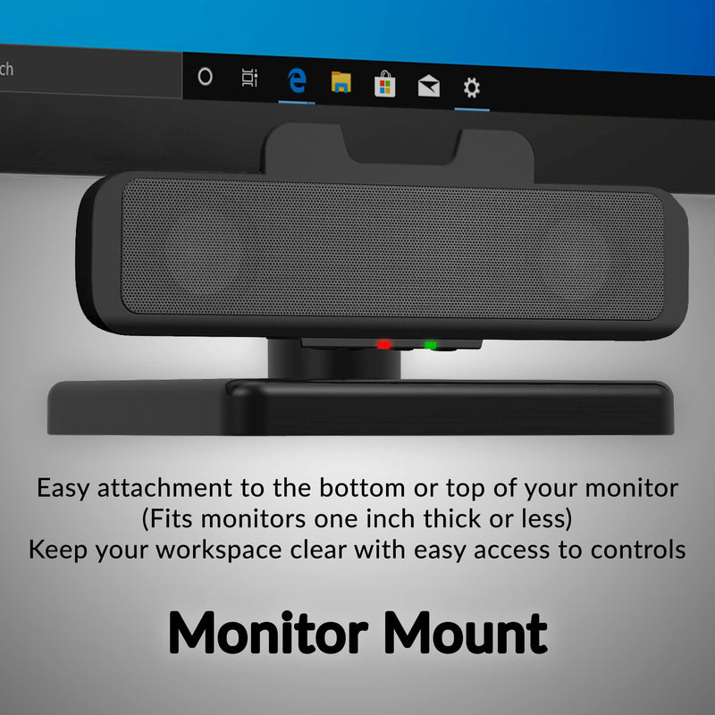 Cyber Acoustics USB Speaker Bar (CA-2890) – Stereo USB Powered Speaker, Easily Clamps to Monitor, Convenient Controls
