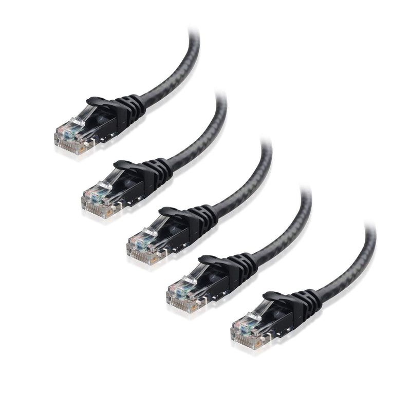 Cable Matters 100 Feet Snagless Long Cat6 Ethernet Cable (Cat6 Cable, Cat 6 Cable) in Black & 5-Pack 5 Feet Snagless Short Cat6 Ethernet Cable