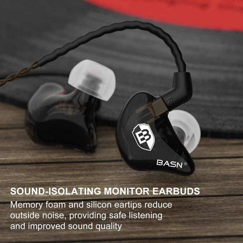BASN Bsinger 2nd Generation in Ear Monitor Headphones for Musicians, Black | Sound Isolating Earphones with Dual Dynamic Drivers Detachable MMCX Cable